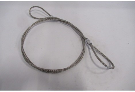 Staalkabel 6 mm RVS met Lussen, lengte 2 meter. Unused.